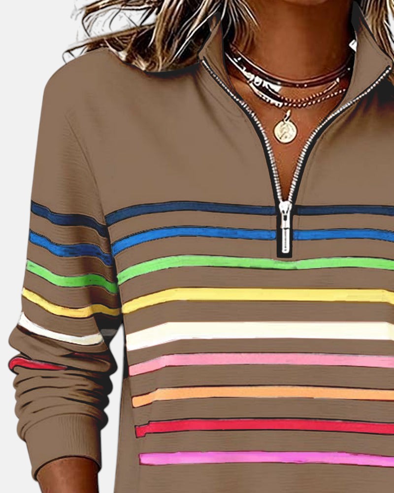 Vienna | Warm Striped Zip Sweatshirt