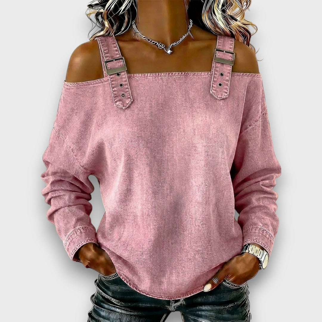 Elama | Off-Shoulder Denim Top