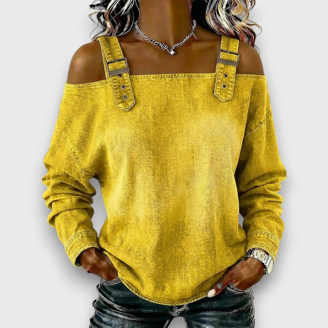 Elama | Off-Shoulder Denim Top