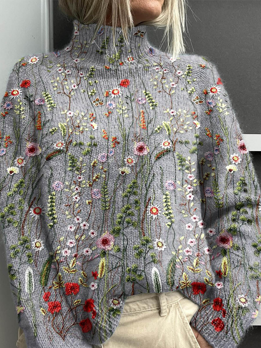 Maurine | Vintage floral print turtleneck sweater