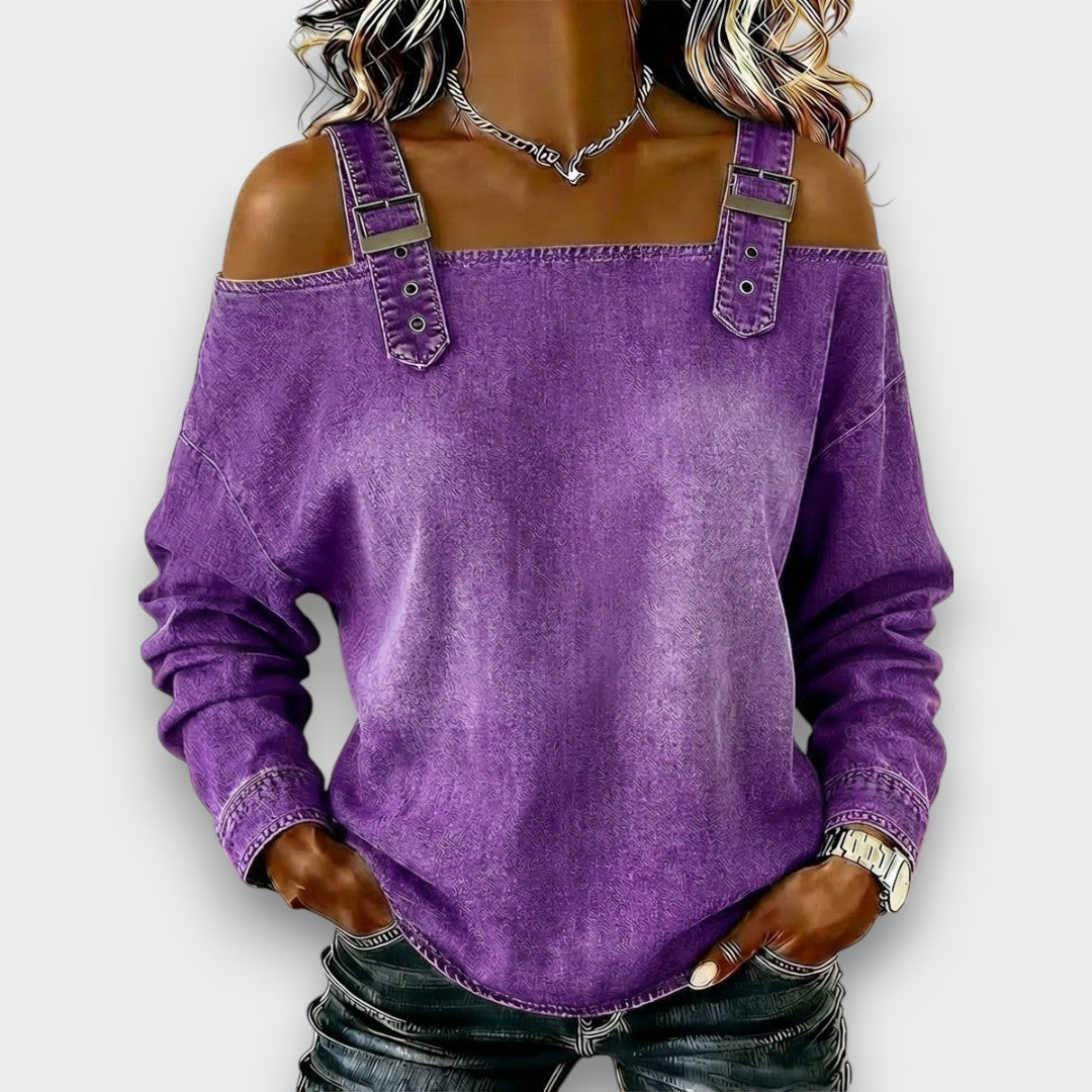 Elama | Off-Shoulder Denim Top