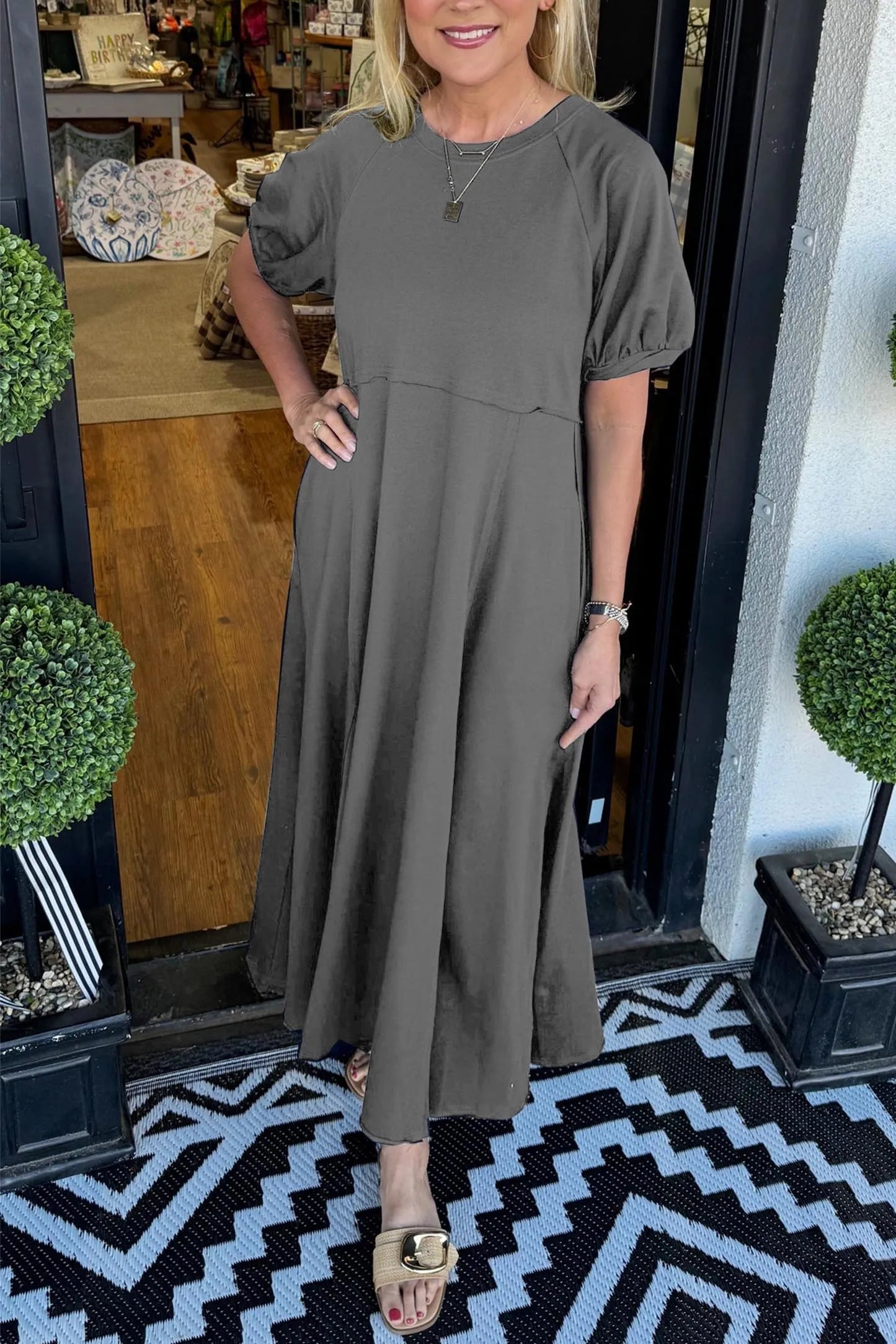 Maxine | Chic Puff Sleeve Maxi Dress