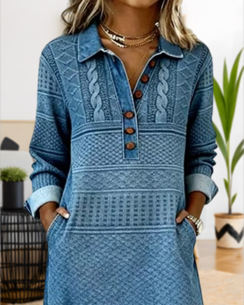 Maribel | Textured Button Midi Dress