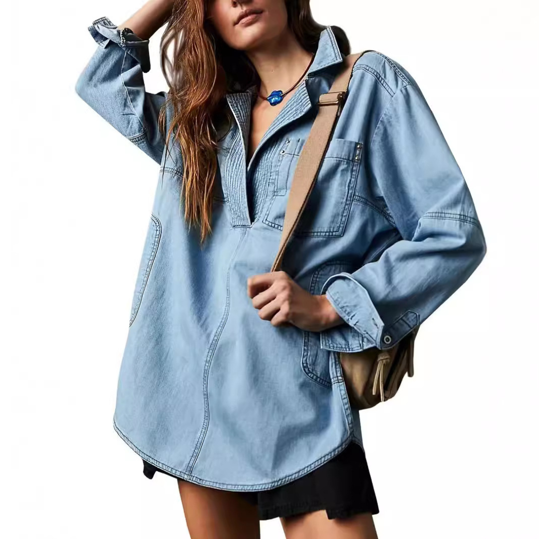 Nalinae | Denim Tunic Top