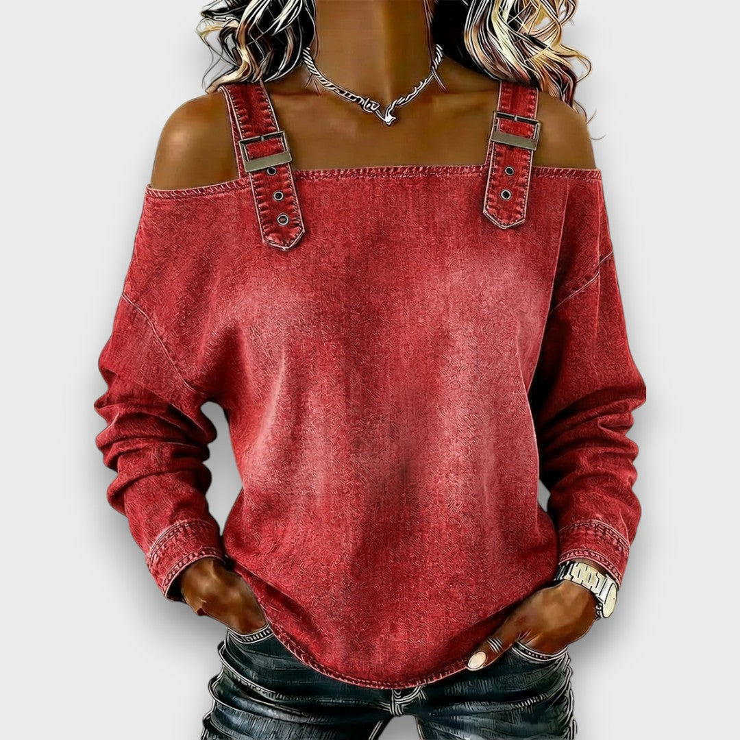 Elama | Off-Shoulder Denim Top