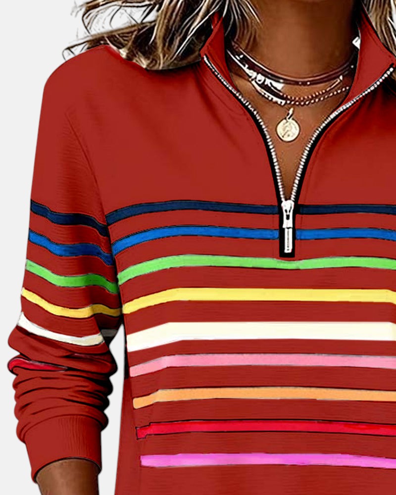 Vienna | Warm Striped Zip Sweatshirt