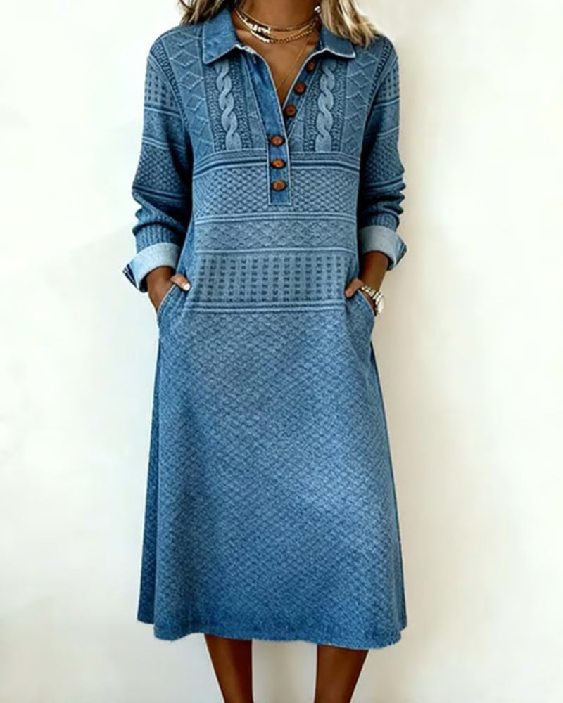Maribel | Textured Button Midi Dress