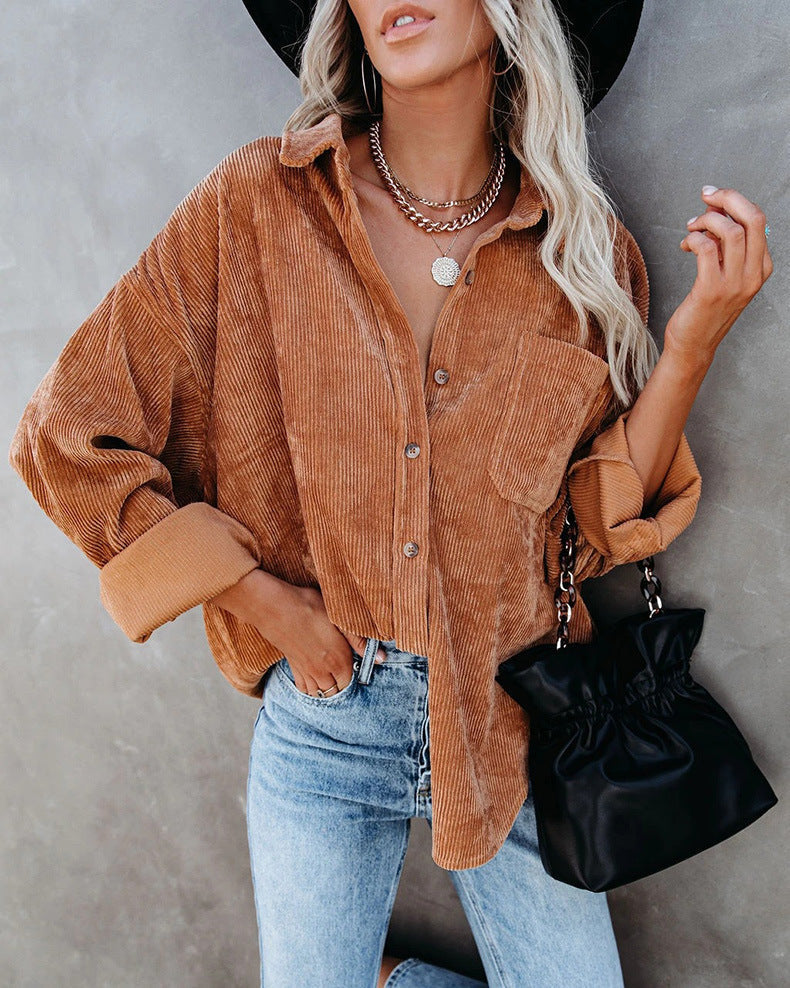 Maxine | Corduroy Button-Front Shirt