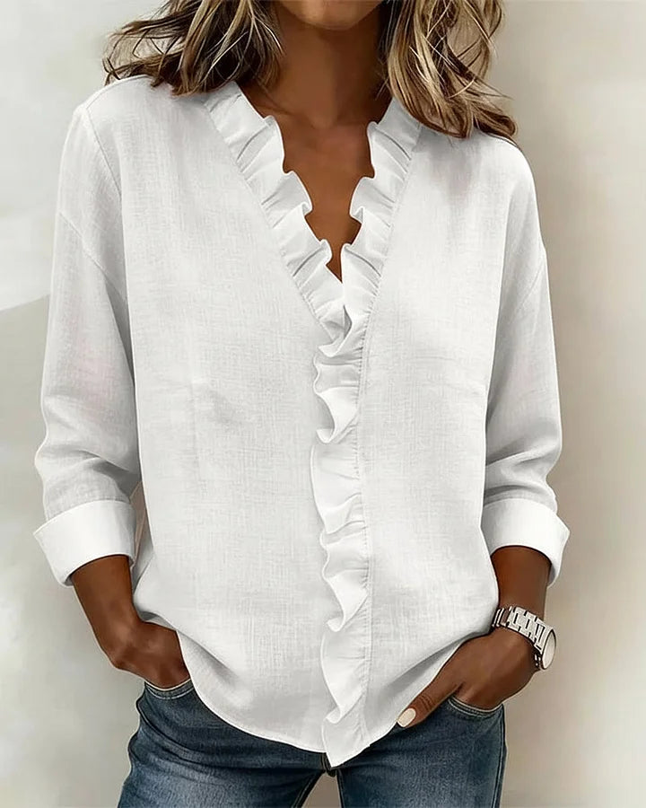 Susan | Elegant Ruffle V-Neck Blouse