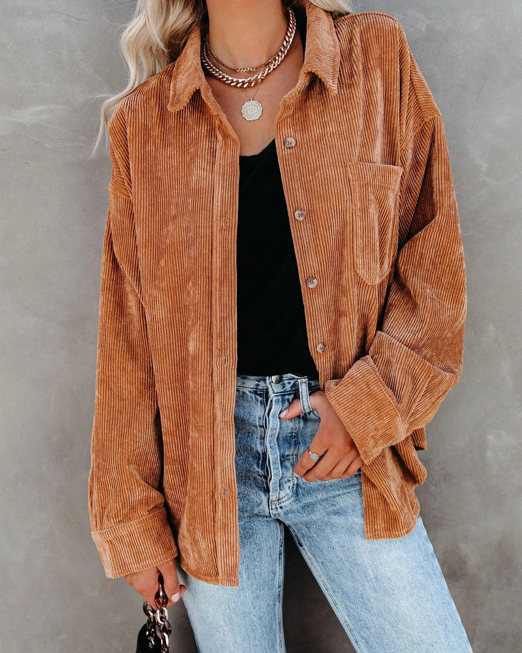 Maxine | Corduroy Button-Front Shirt