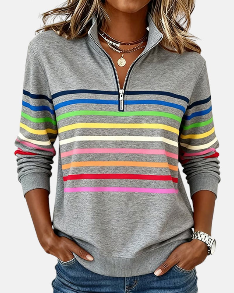 Vienna | Warm Striped Zip Sweatshirt