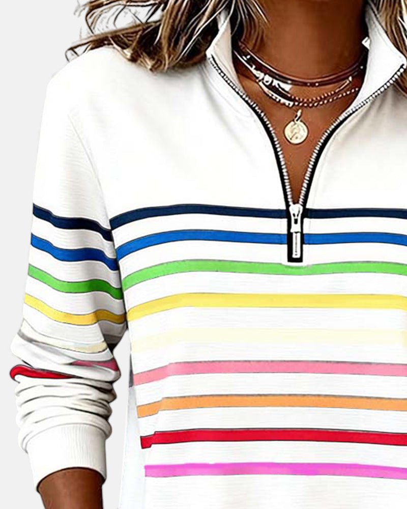 Vienna | Warm Striped Zip Sweatshirt