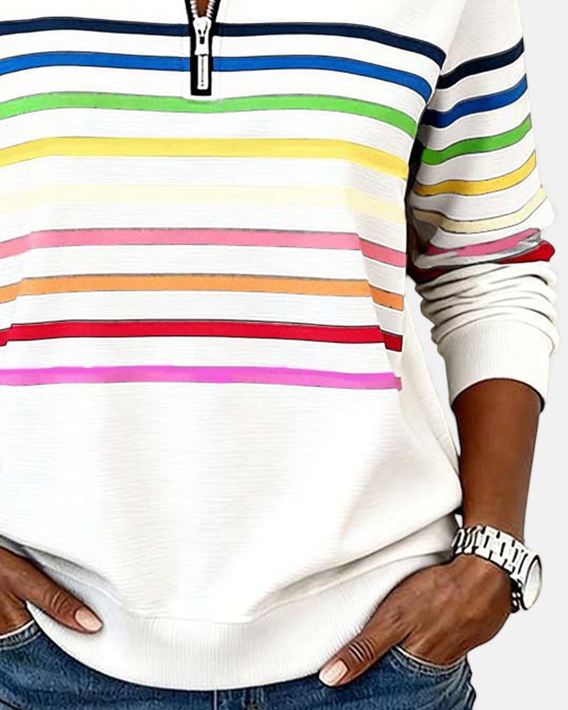 Vienna | Warm Striped Zip Sweatshirt