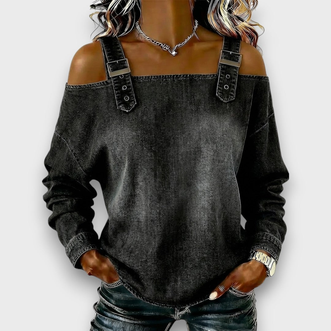 Elama | Off-Shoulder Denim Top