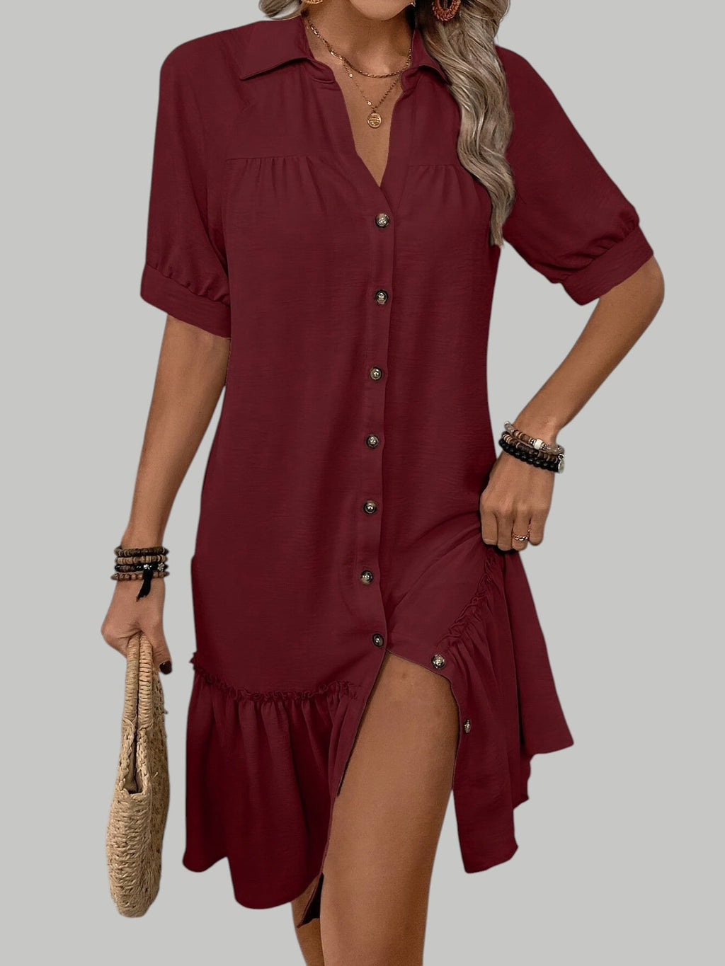 Maevelle | Buttoned Boho Midi Dress
