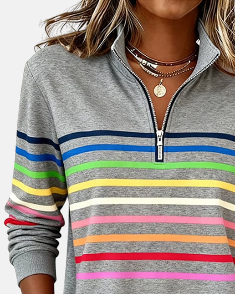 Vienna | Warm Striped Zip Sweatshirt