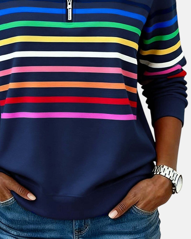 Vienna | Warm Striped Zip Sweatshirt