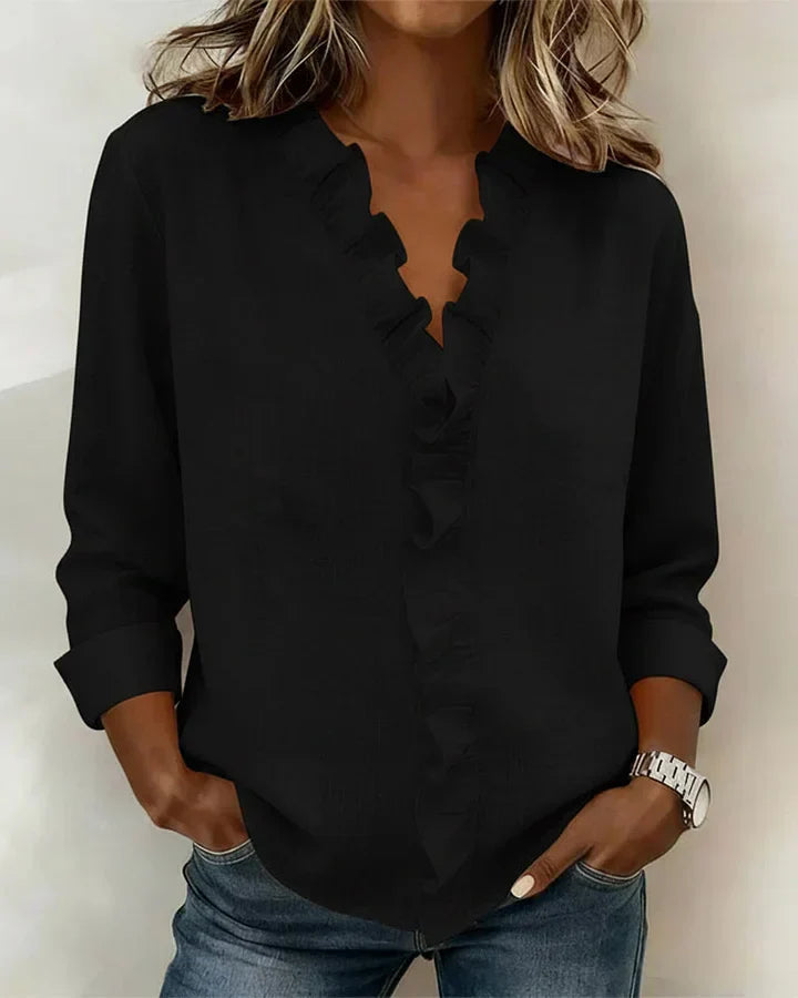 Susan | Elegant Ruffle V-Neck Blouse