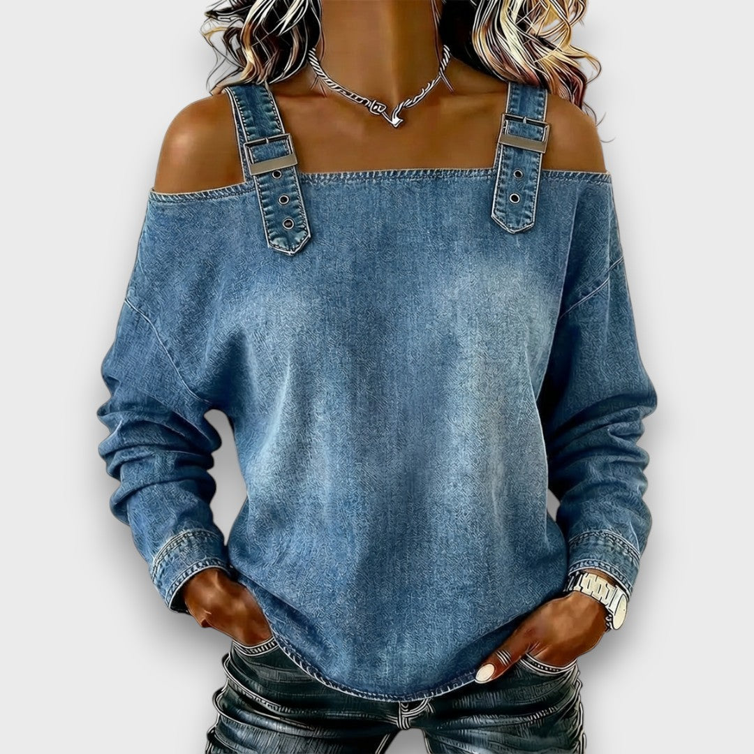 Elama | Off-Shoulder Denim Top