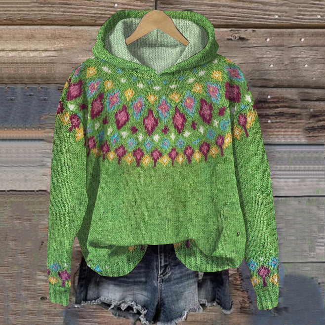 Carolyne™ Cozy Nordic Knit Hoodie