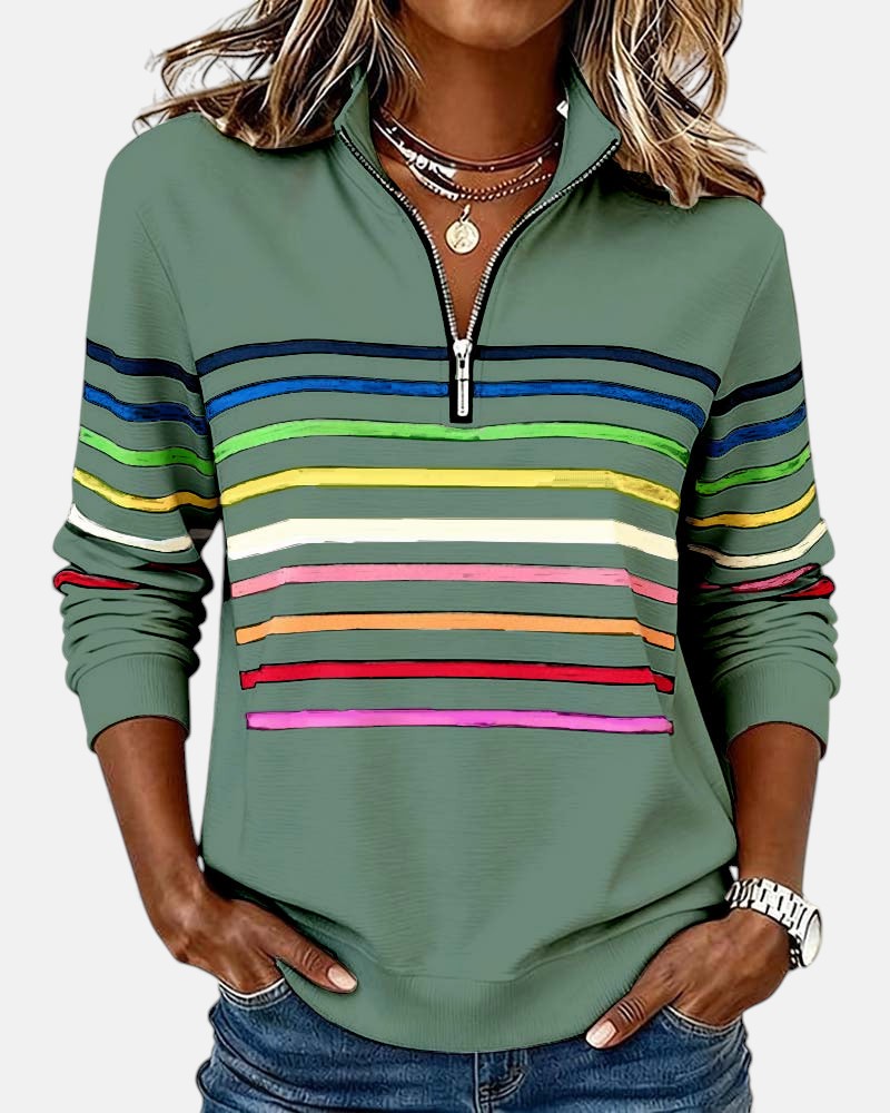 Vienna | Warm Striped Zip Sweatshirt