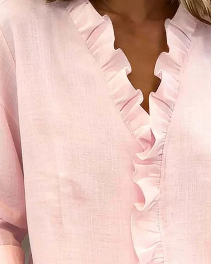 Susan | Elegant Ruffle V-Neck Blouse