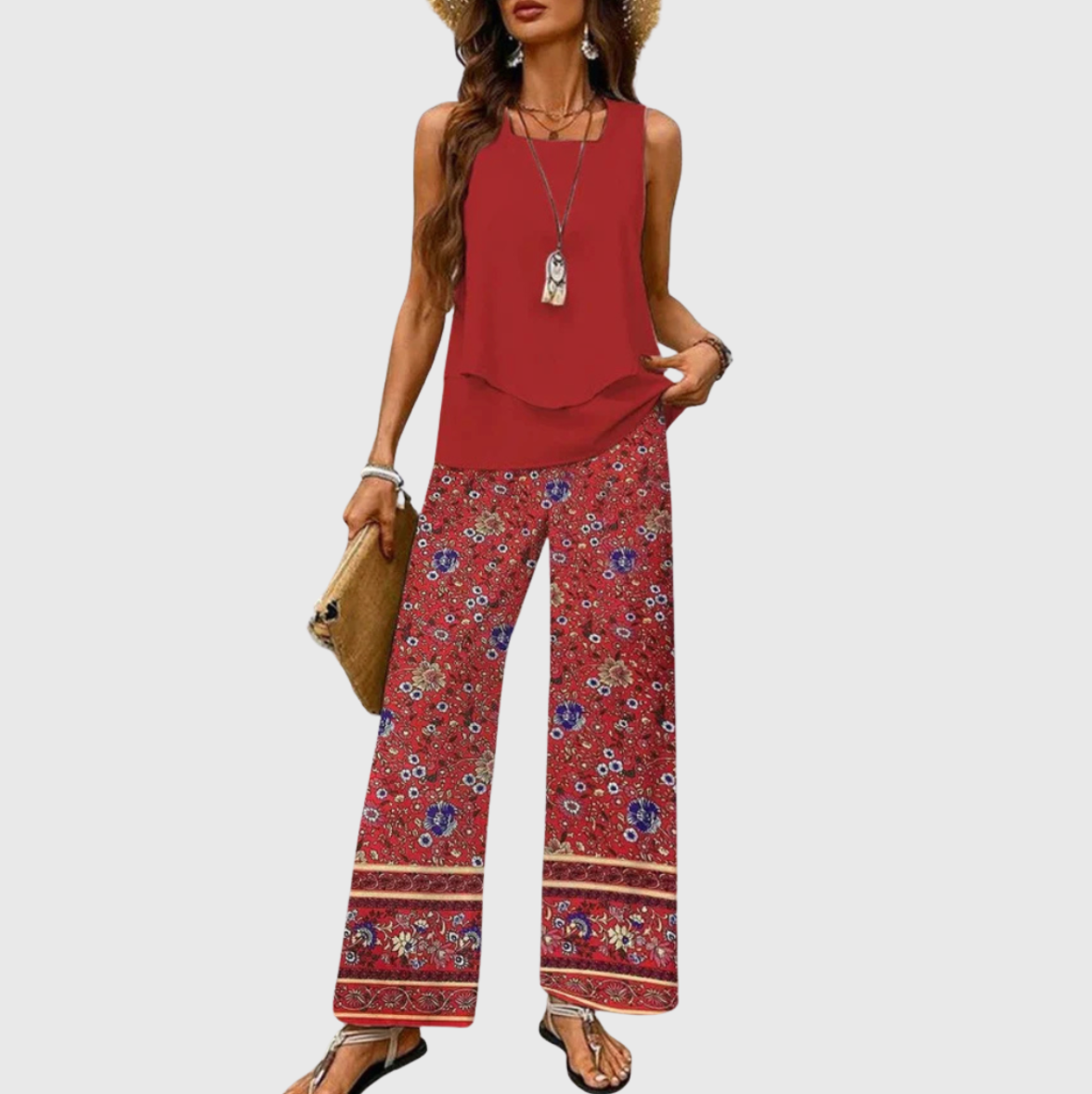 Ovelynra | Sleeveless Top And Wide-Leg Pants Set