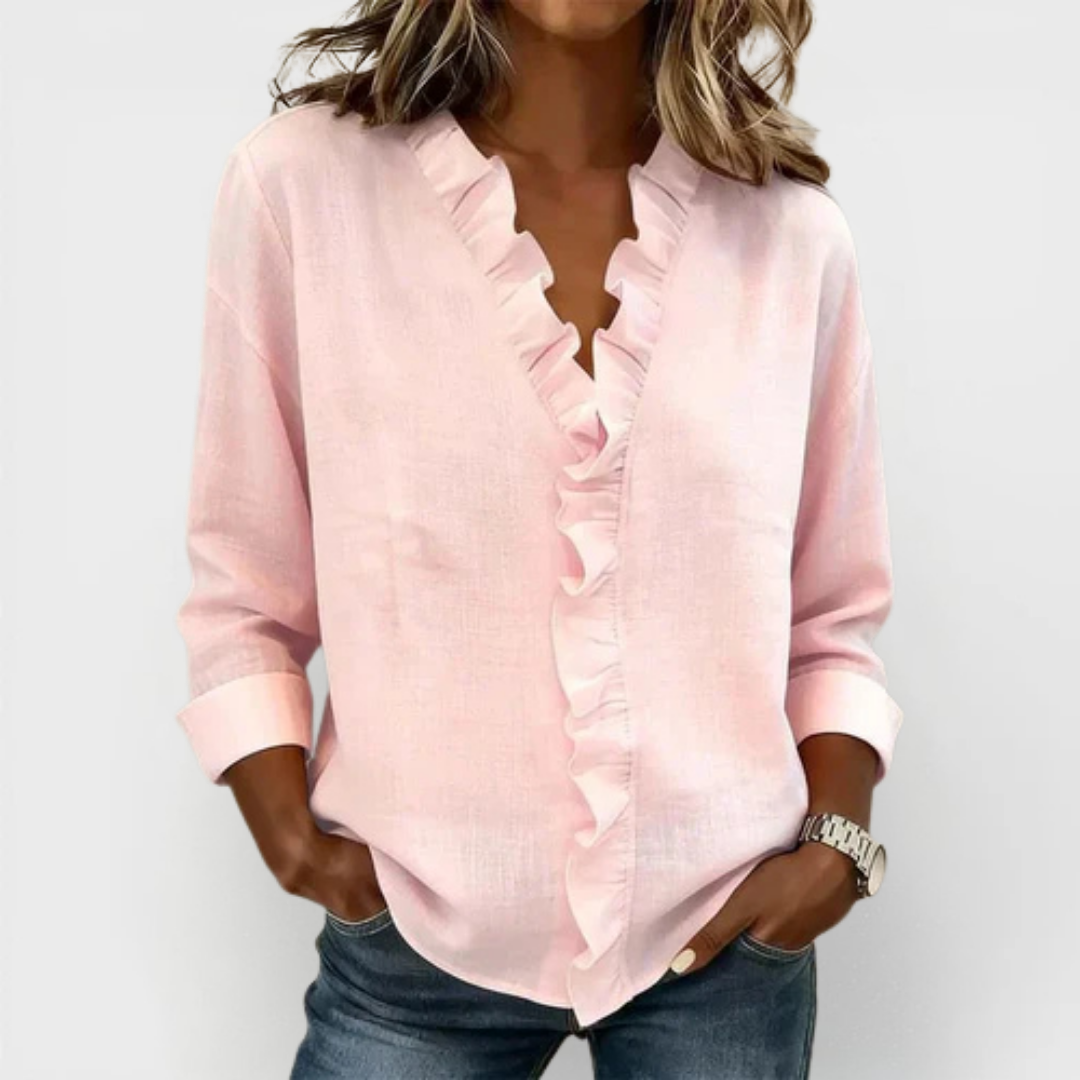 Susan | Elegant Ruffle V-Neck Blouse