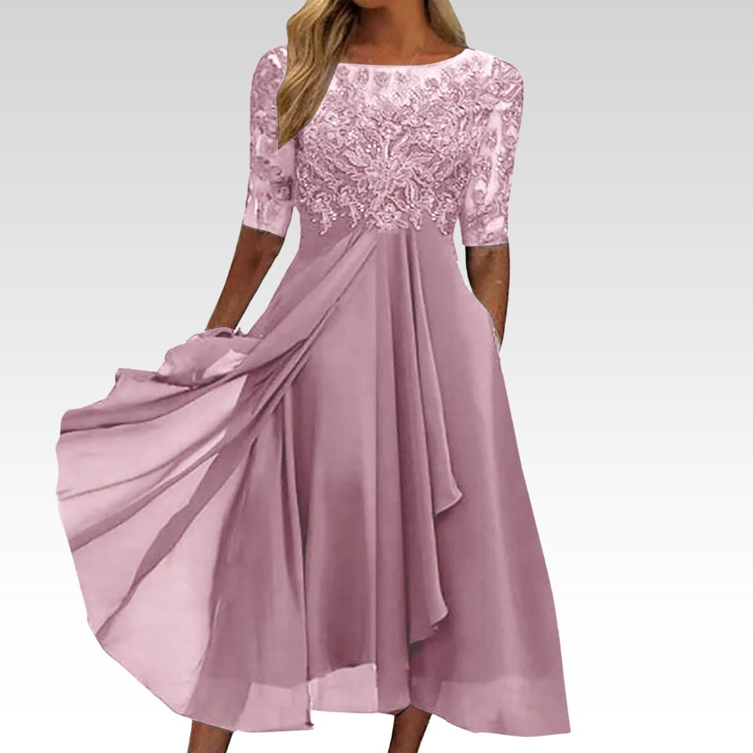Zaria | The Flattering Lace Midi Dress