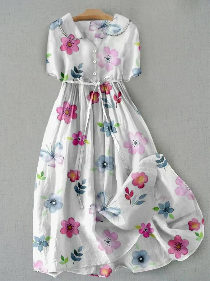 Lyric | Lace-Up Floral Print Dress