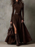 Anarielle™ | Sculpted Suede Maxi Dress
