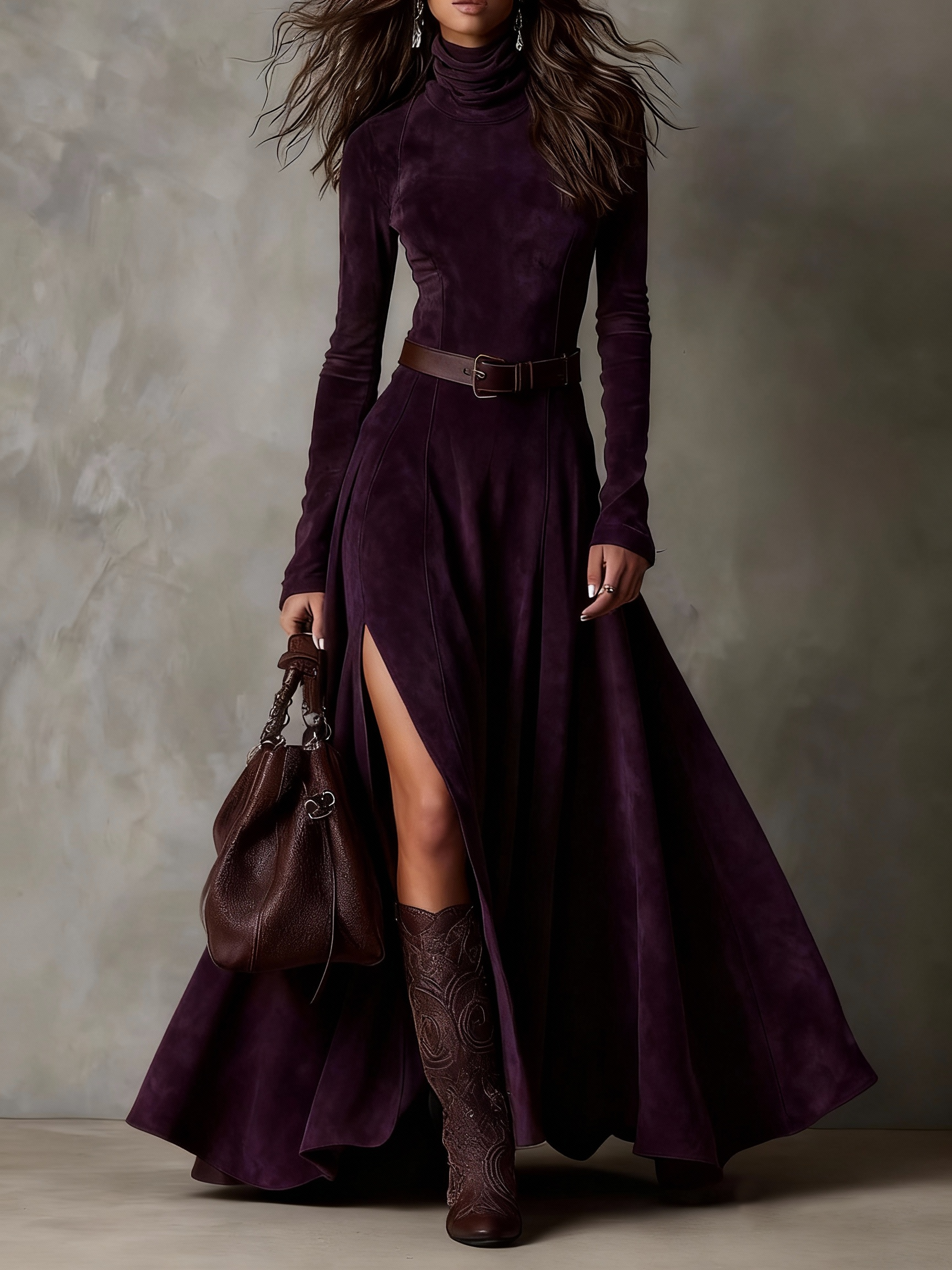 Anarielle™ | Sculpted Suede Maxi Dress