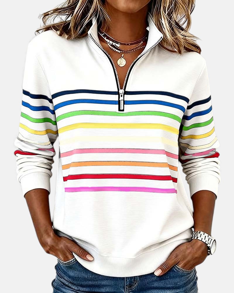 Vienna | Warm Striped Zip Sweatshirt