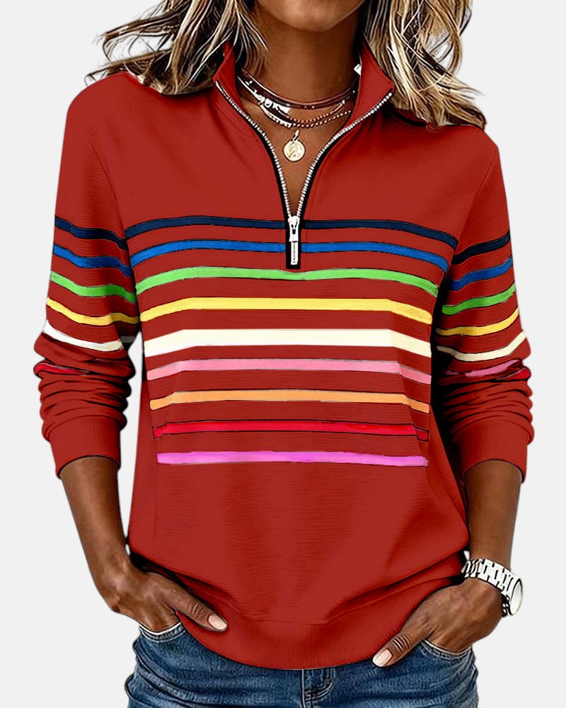 Vienna | Warm Striped Zip Sweatshirt