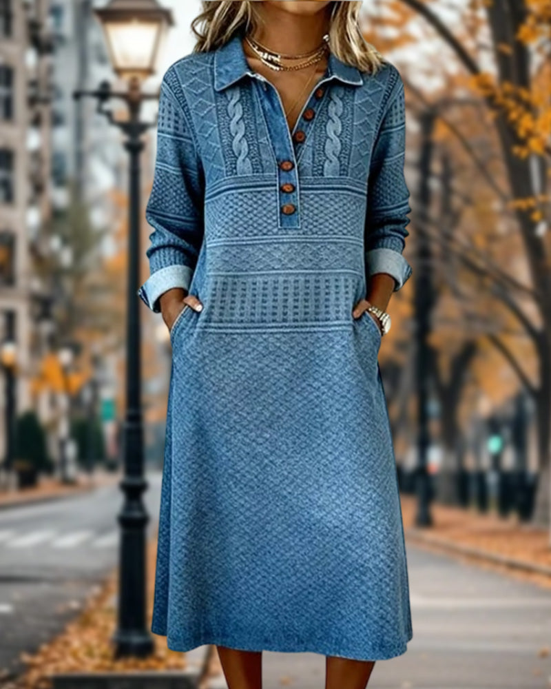 Maribel | Textured Button Midi Dress