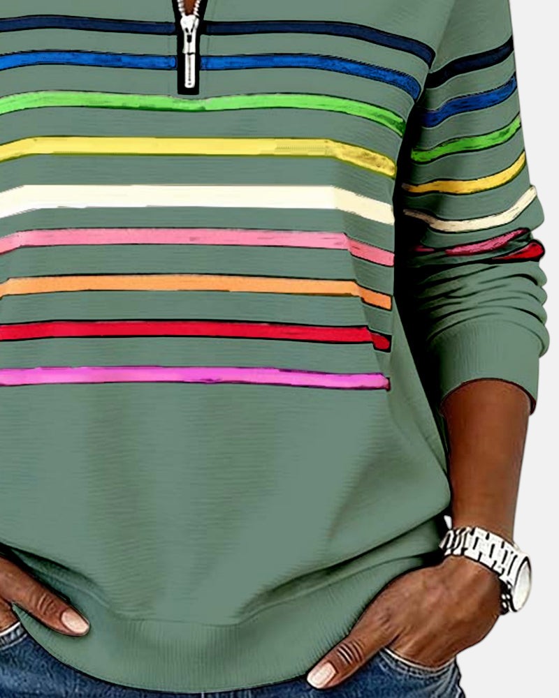 Vienna | Warm Striped Zip Sweatshirt
