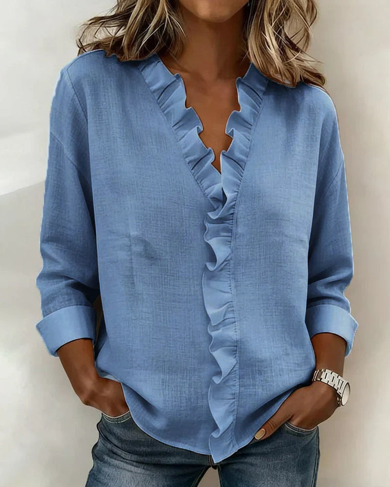 Susan | Elegant Ruffle V-Neck Blouse