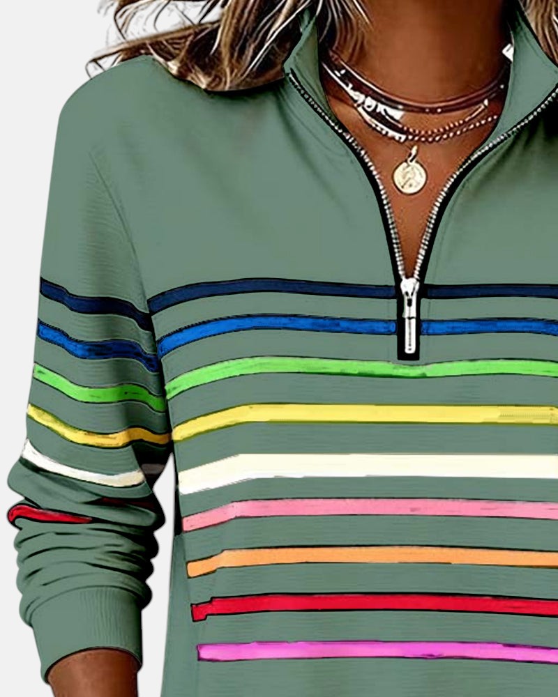Vienna | Warm Striped Zip Sweatshirt