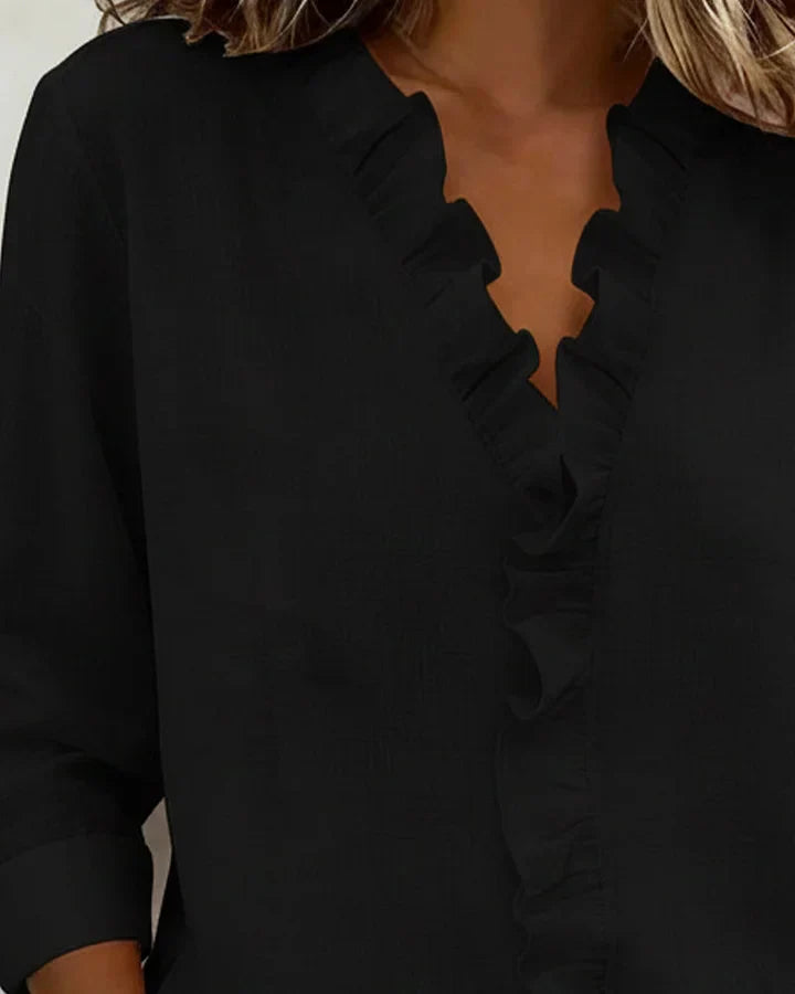 Susan | Elegant Ruffle V-Neck Blouse