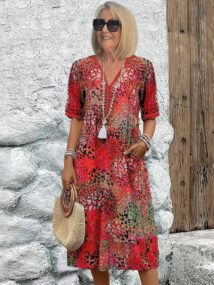 Elara | Elegant Printed Midi Dress