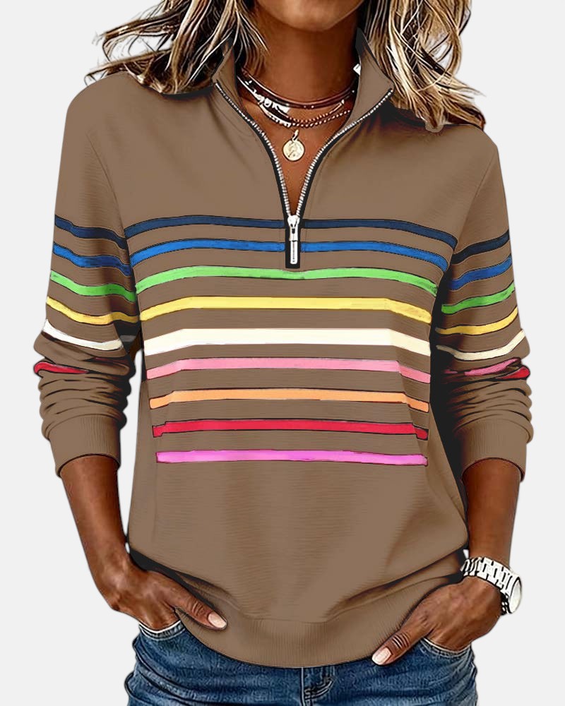 Vienna | Warm Striped Zip Sweatshirt