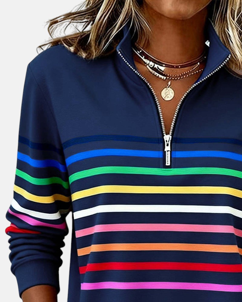 Vienna | Warm Striped Zip Sweatshirt