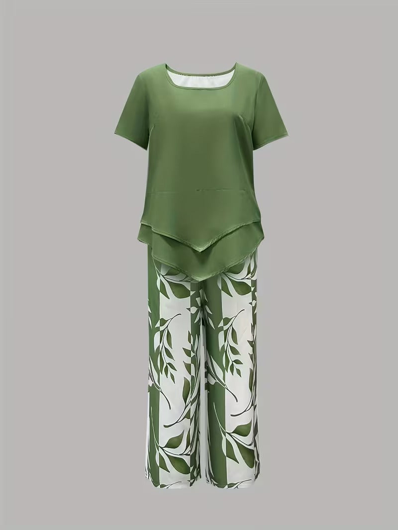 Arvessa | Leaf Print Two-Piece Set
