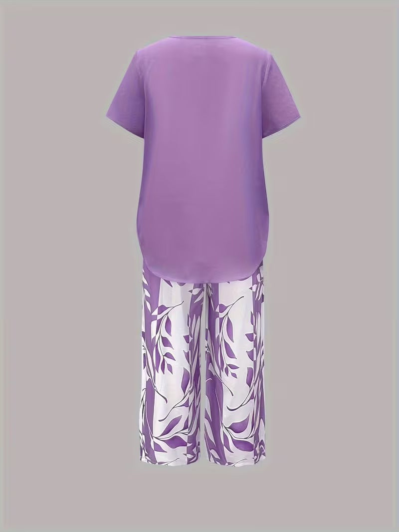Arvessa | Leaf Print Two-Piece Set