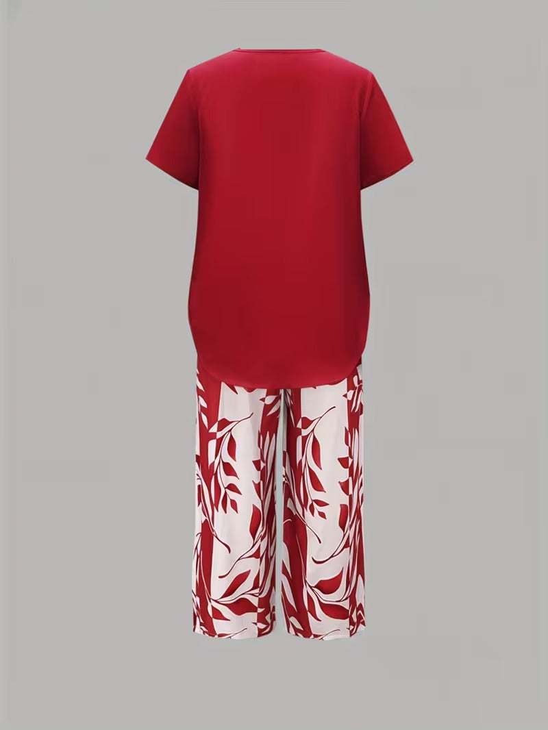 Arvessa | Leaf Print Two-Piece Set