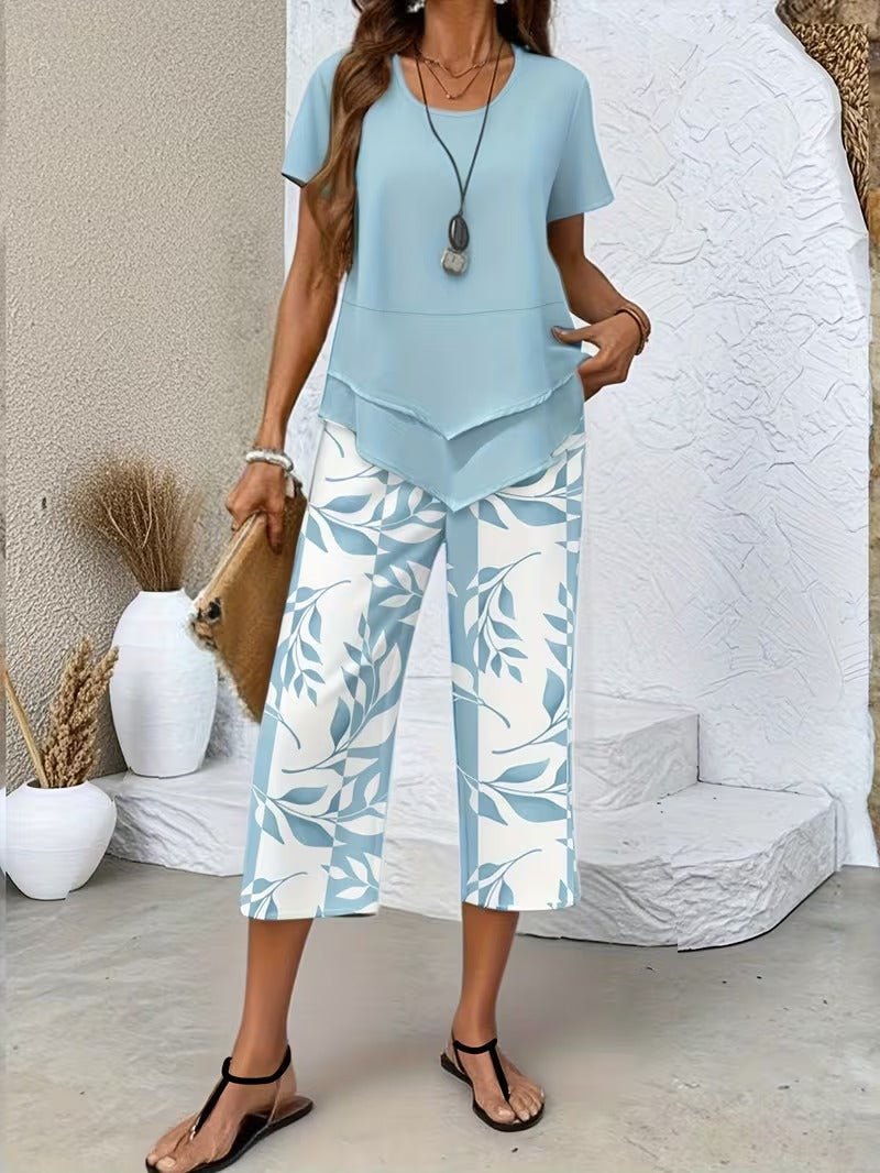 Arvessa | Leaf Print Two-Piece Set