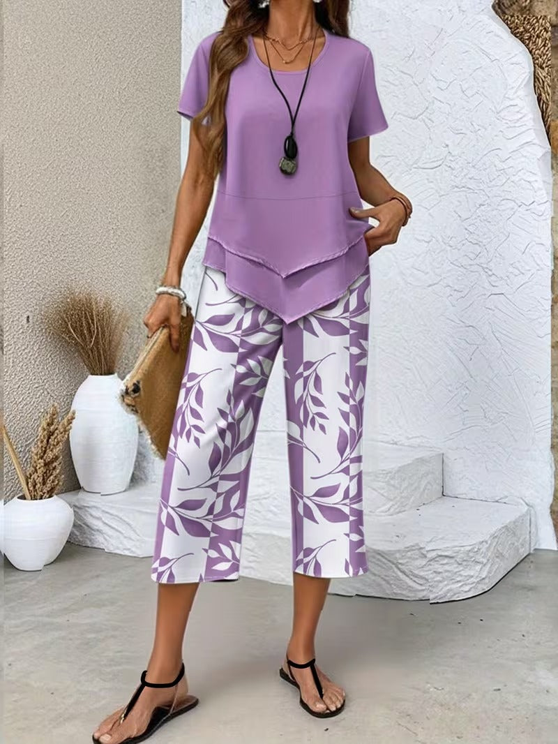 Arvessa | Leaf Print Two-Piece Set