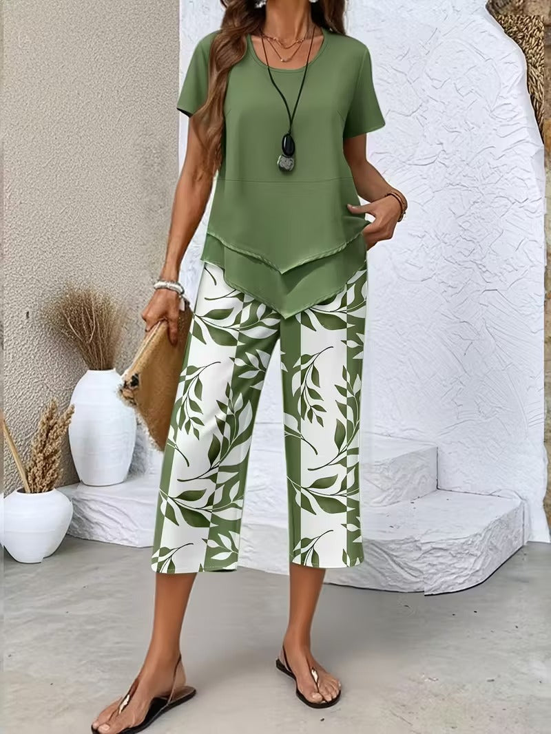 Arvessa | Leaf Print Two-Piece Set