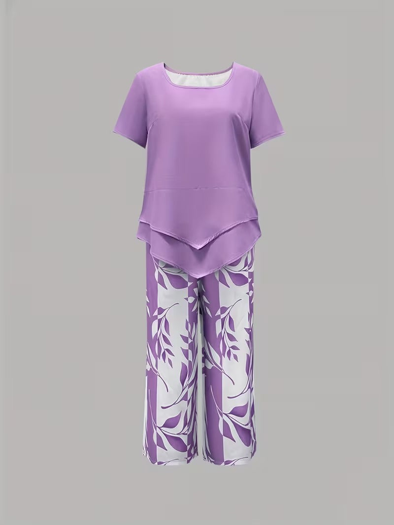 Arvessa | Leaf Print Two-Piece Set